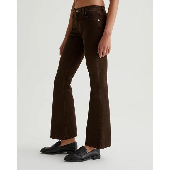 AG Angeline Corduroy Pants Mid Rise Flare Chocolate NWT 24 - Picture 2 of 8